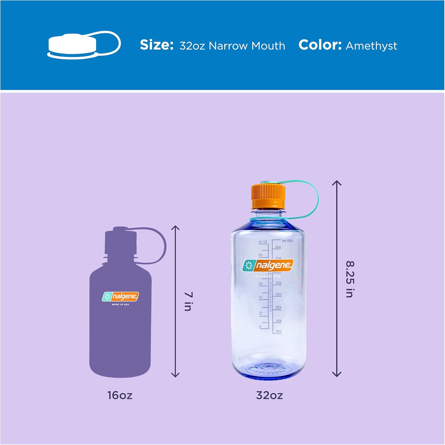 Nalgene 32 oz Narrow Mouth Water Bottle, Amethyst