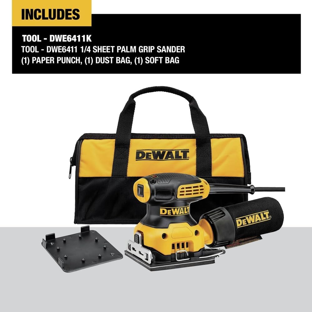 DEWALT Palm Sander, 1/4 Sheet, 14,000 OPM (DWE6411K)