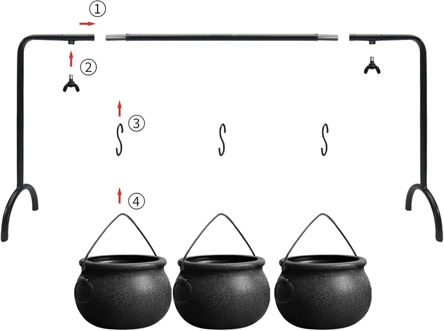 Halloween Decorations Indoor, 3 Pack Witches Cauldron Serving Bowls on Rack
