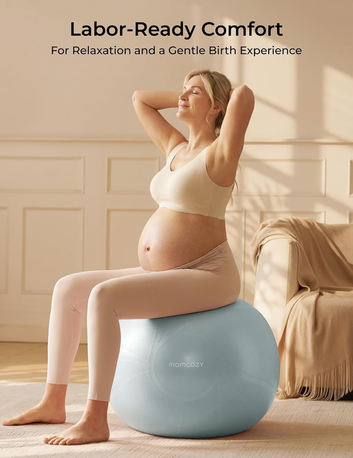 Momcozy BirthEase Pregnancy Ball Set, Birthing Ball Chair with App Courses
