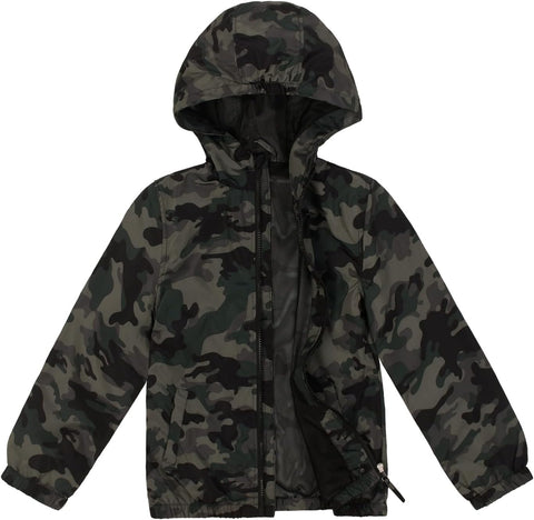 SUNDAY ROSE Boys Rain Jacket Lightweight Breathable Raincoat Waterproof Hooded Windbreaker For Kids