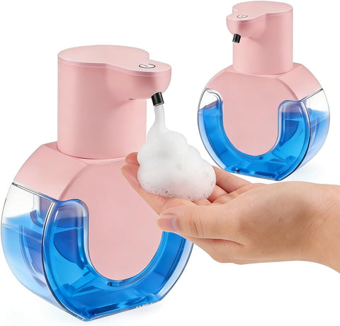 2Pack Automatic Soap Dispenser Touchless, Rechargeable Foaming Soap Dispenser,15oz/420ml Smart Hand Soap Dispensers,4-Level Adjustable,Wall Mount for Bathroom Kitchen Dish Soap(Pink, Foam)