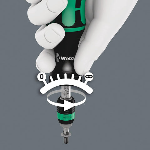 Wera 05074700001 Kraftform 7440 Hexagon Torque Screwdriver, 1/4" Head, 0.3-1.2 Nm Variable Torque Adjustment Range