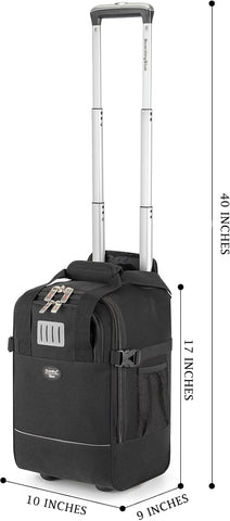 Boardingblue 17x10x9 Inches United Airlines Rolling Personal Item Under Seat Travel Bag Suitable For Major Airlines, Not Suitcase, Rolling Travel Bag Design (Black, 17x10x9 Inches)