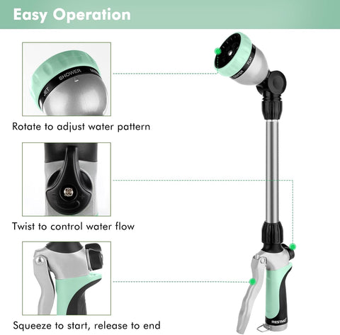 RESTMO Heavy Duty Metal Hose Wand, Watering Wand for Garden Hose