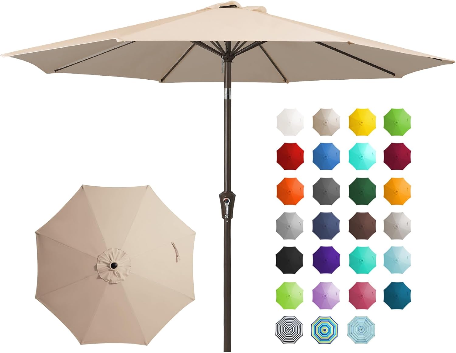 JEAREY 9FT Outdoor Patio Umbrella, Market Umbrella, Beige