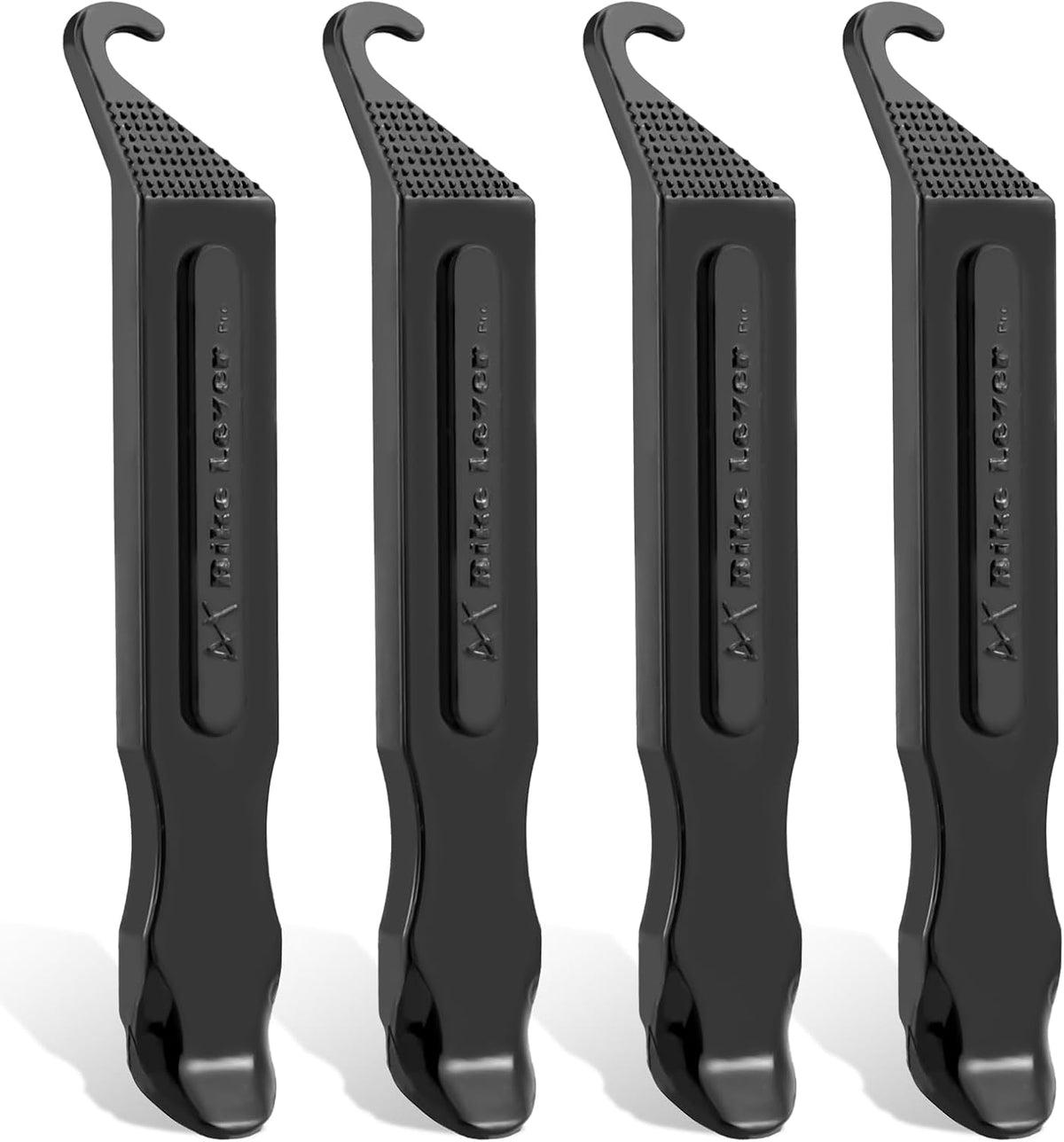 Bike Tire Levers - Ultra Strong PC Plastic Bicycle Tire Removal Changing Tool for Road or Mountain Bike Tires - Set of 4 (Black)