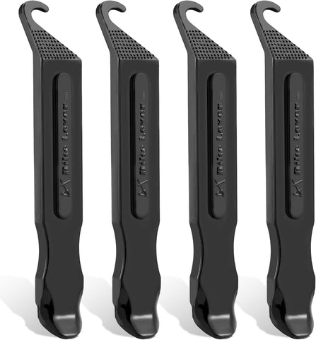 Bike Tire Levers - Ultra Strong PC Plastic Bicycle Tire Removal Changing Tool for Road or Mountain Bike Tires - Set of 4 (Black)