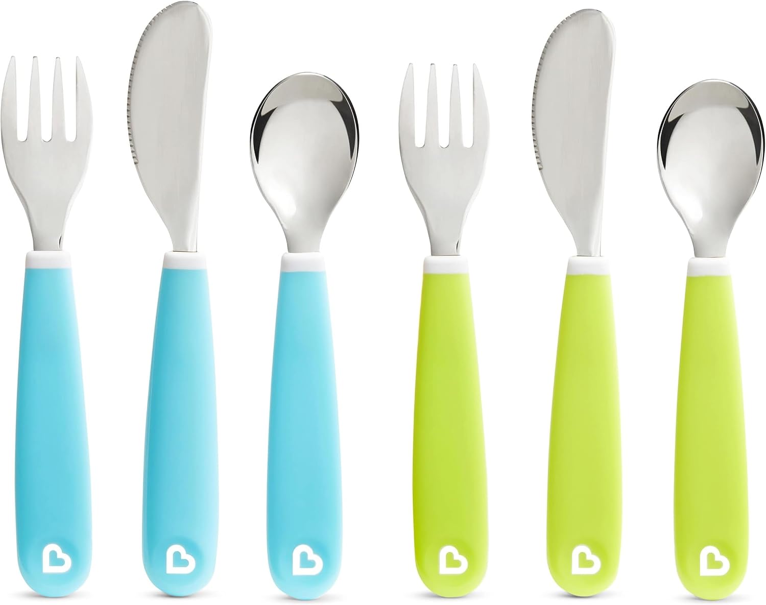 Munchkin® Splash™ Toddler Fork, Knife and Spoon Utensil Set, 6 Pack, Blue/Green