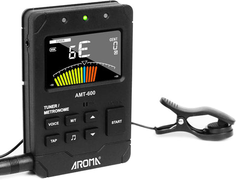 Aroma Digital Metronome Tuner Rechargeable for All Instruments with Guitar Bass Violin Ukulele Chromatic and Wind Instruments Tuning Modes