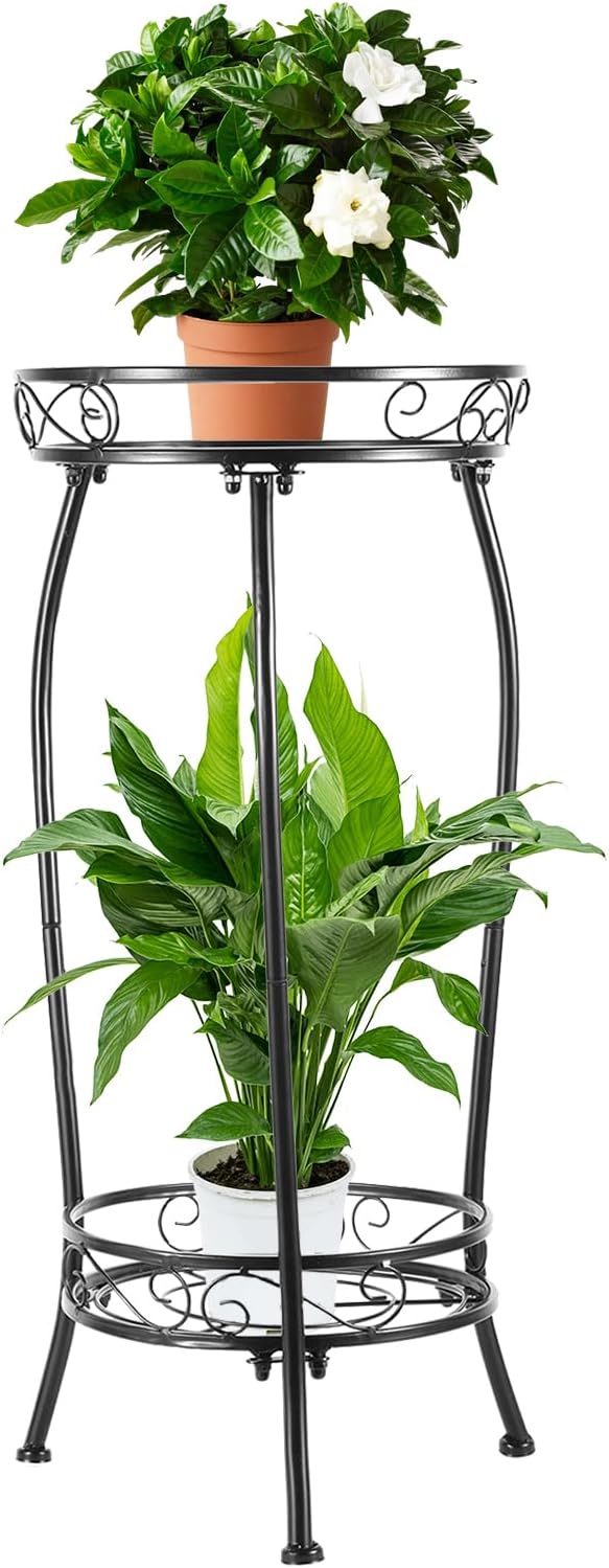 LOYAL TIGER Plant Stand Indoor Outdoor, 2 Tier 27 Inch Tall Metal