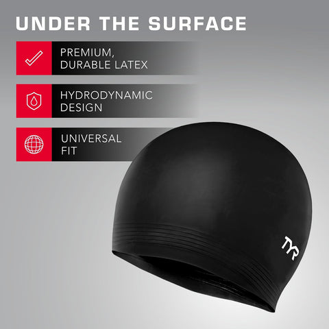 TYR Adult Latex Swim Cap - Pool Training Swimming Headwear