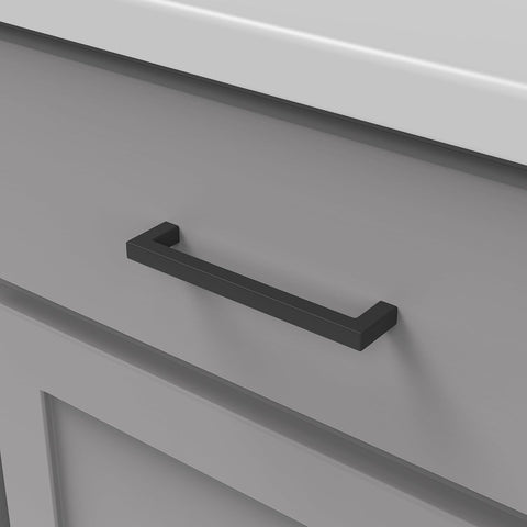Hickory Hardware Solid Core Kitchen Cabinet Pulls, Luxury Cabinet Handles, Hardware for Doors & Dresser Drawers, 5-1/16 Inch (128mm) Hole Center, Matte Black, Skylight Collection (Pack of 1)