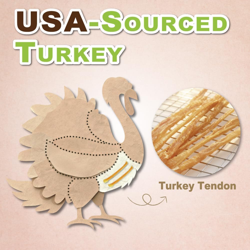 AFreschi Turkey Tendon Dog Treats for Small Dogs, Ring, 40 Count