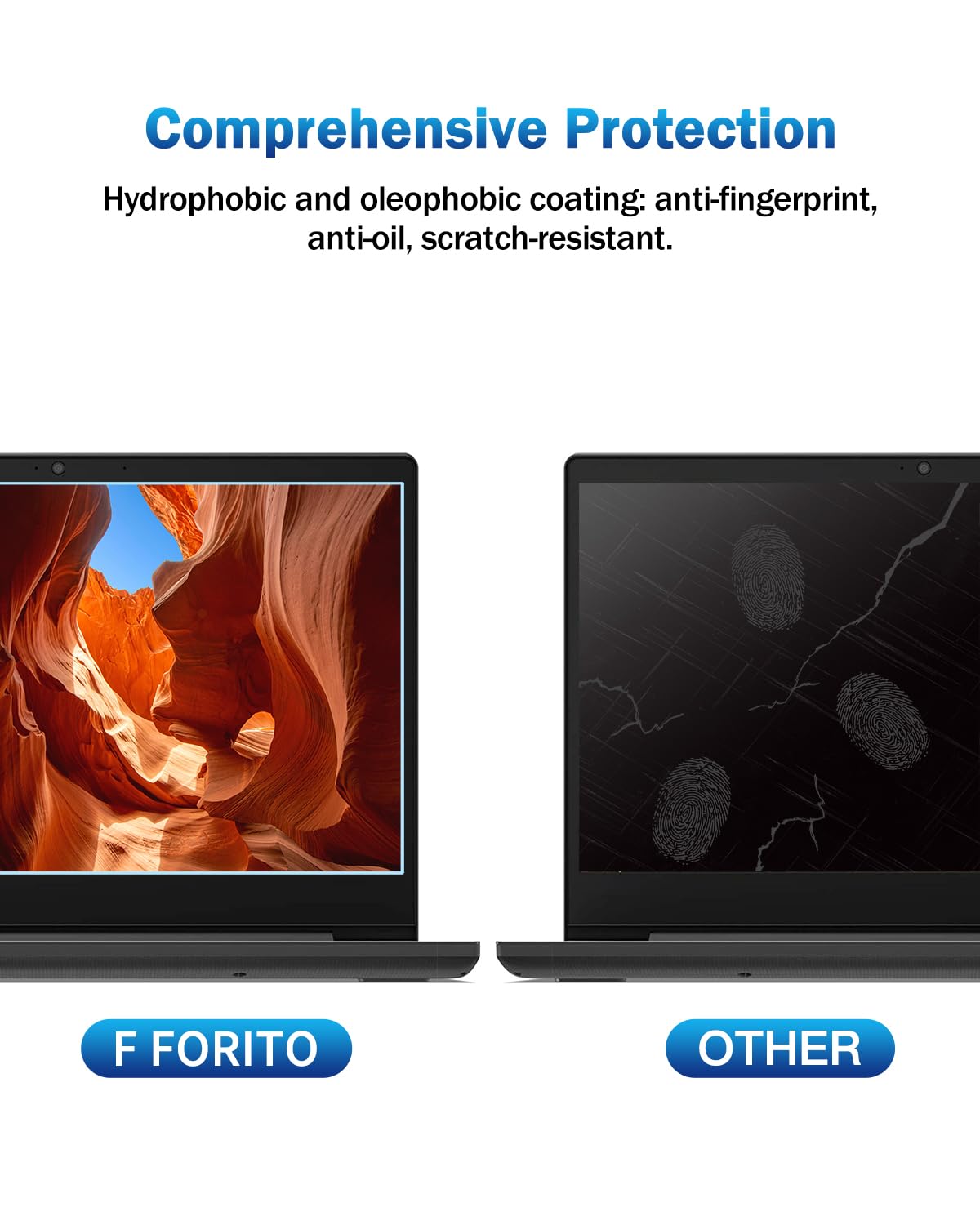 F FORITO 2-Pack 15.6 Inch Anti Blue Light Laptop Screen Protector, Eye Protection Anti Glare Matte Computer Screen Cover for 15.6" Laptop with 16:9 Aspect Ratio, Reduce Eye Strain and Touch Sensitive