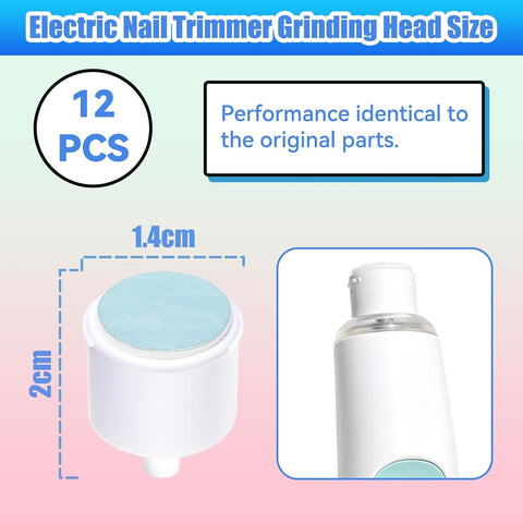 Qunlions life Replacement Pads Compatible with Frida Baby Electric Nail Buffer, 12 Pieces Baby Nail Trimmer Pads Grinding Heads Suits to Newborn and Adults (6-12, 12+ Months)