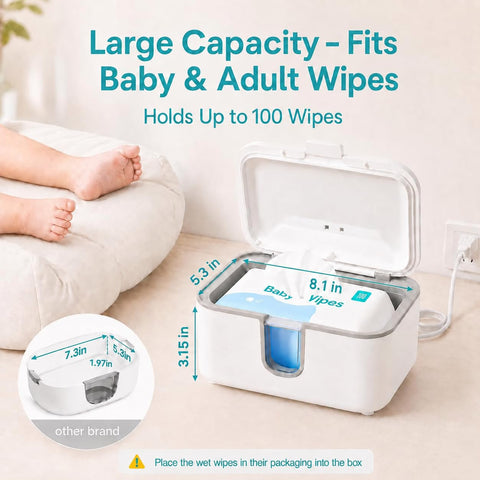 Wipe Warmer with UV Sanitizer, Large Capacity for Baby & Adult Wipes, White