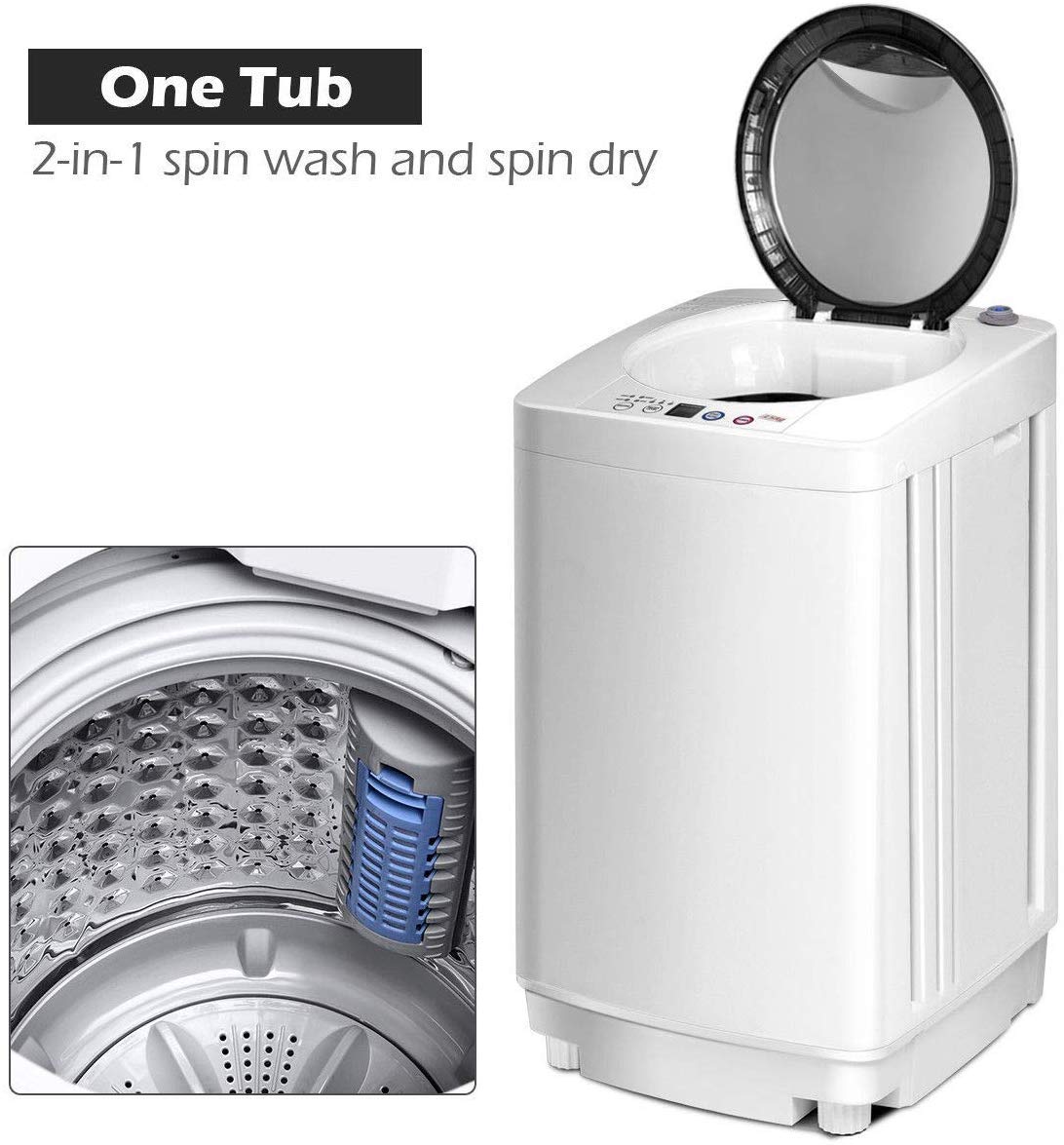 Giantex Portable Washing Machine, Full Automatic Washer and Spinner Combo, with Built-in Pump Drain 8 LBS Capacity Compact Laundry Washer Spinner for Apartment RV Dorm