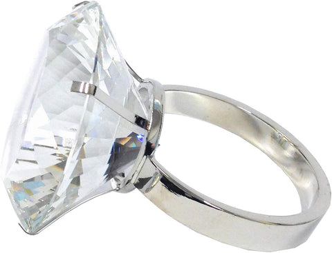 Amlong Crystal Large 3 inch Diameter Clear Crystal Diamond Ring Paperweight with Gift Box
