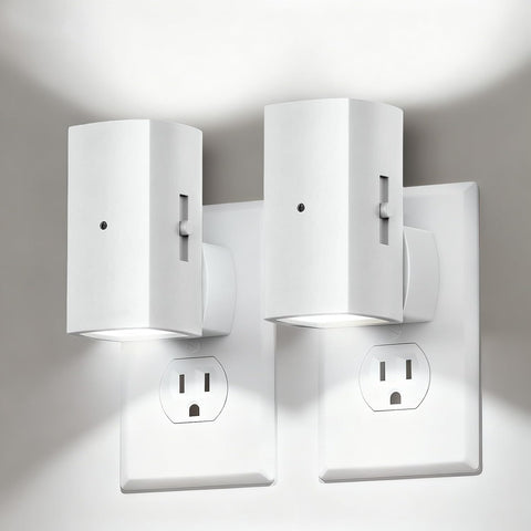 Brightown 2 Pack White Night Lights with Rotating Plug, Pure White