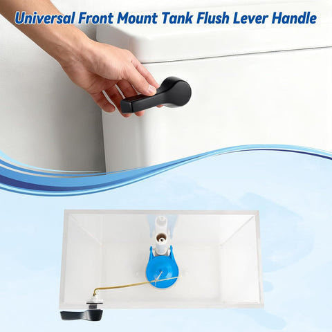 Hibbent Universal Metal Front Mount Flush Toilet Handle Kit, Matte Black