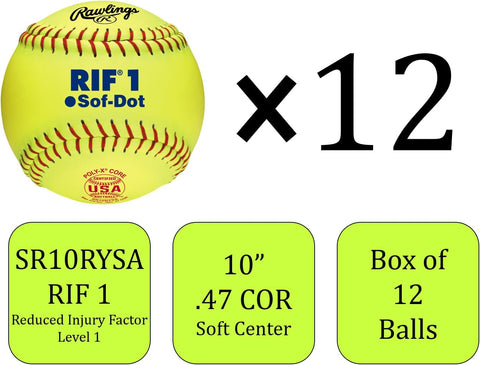 Rawlings | RIF Soft-Dot ASA Fastpitch Softball | SR10RYSA | 10" - Youth | 12 Count