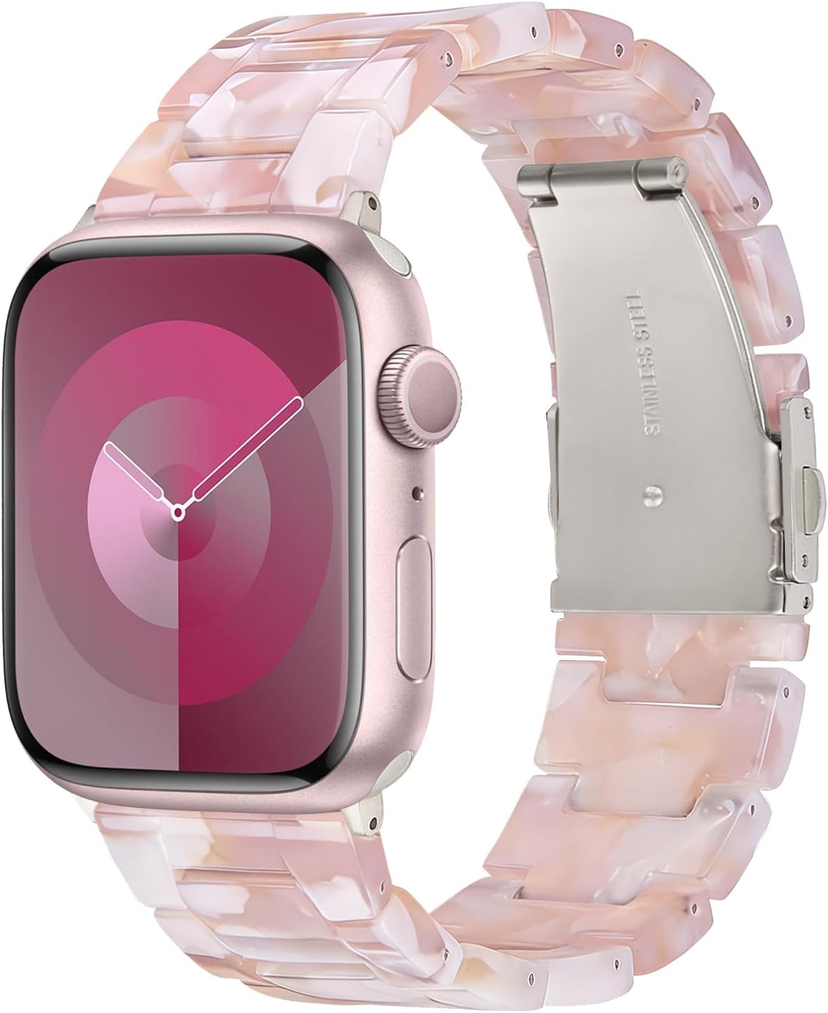 V-MORO Resin Bands Compatible with Apple Watch Band,Floral Pink-Starlight