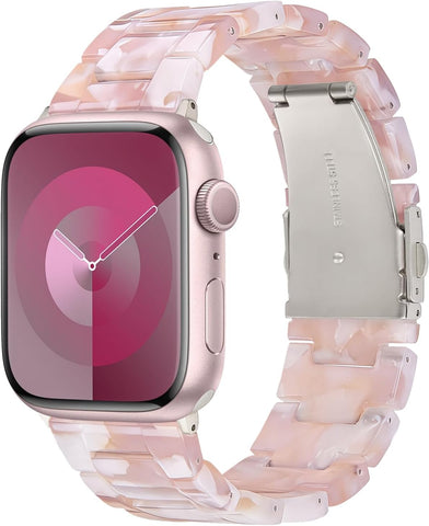 V-MORO Resin Bands Compatible with Apple Watch Band,Floral Pink-Starlight