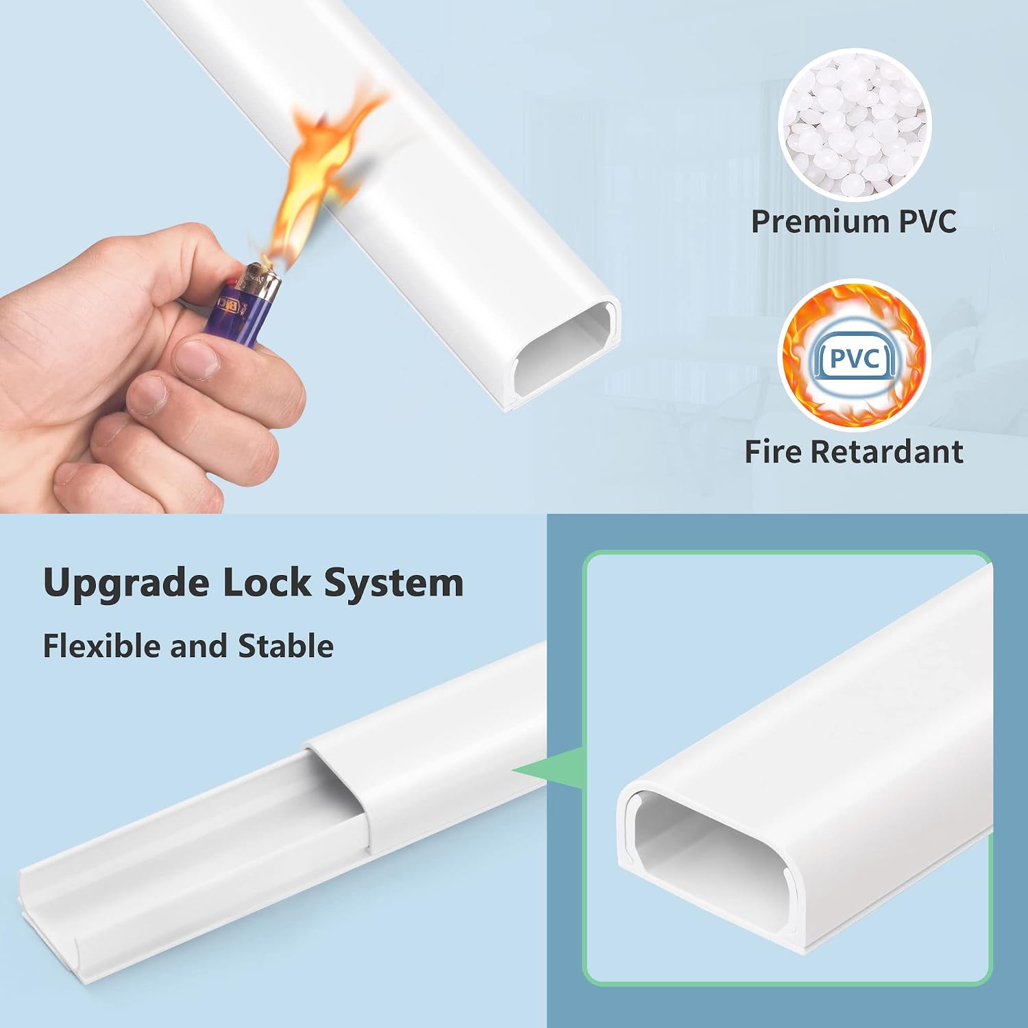 ZhiYo 73" Cord Covers for Wires on Wall, White Cord Hider, 0.95" W x 0.47"