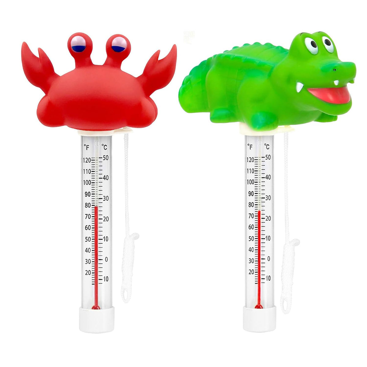 XY-WQ 2 Pack Floating Pool Thermometers, Alligator and Crab