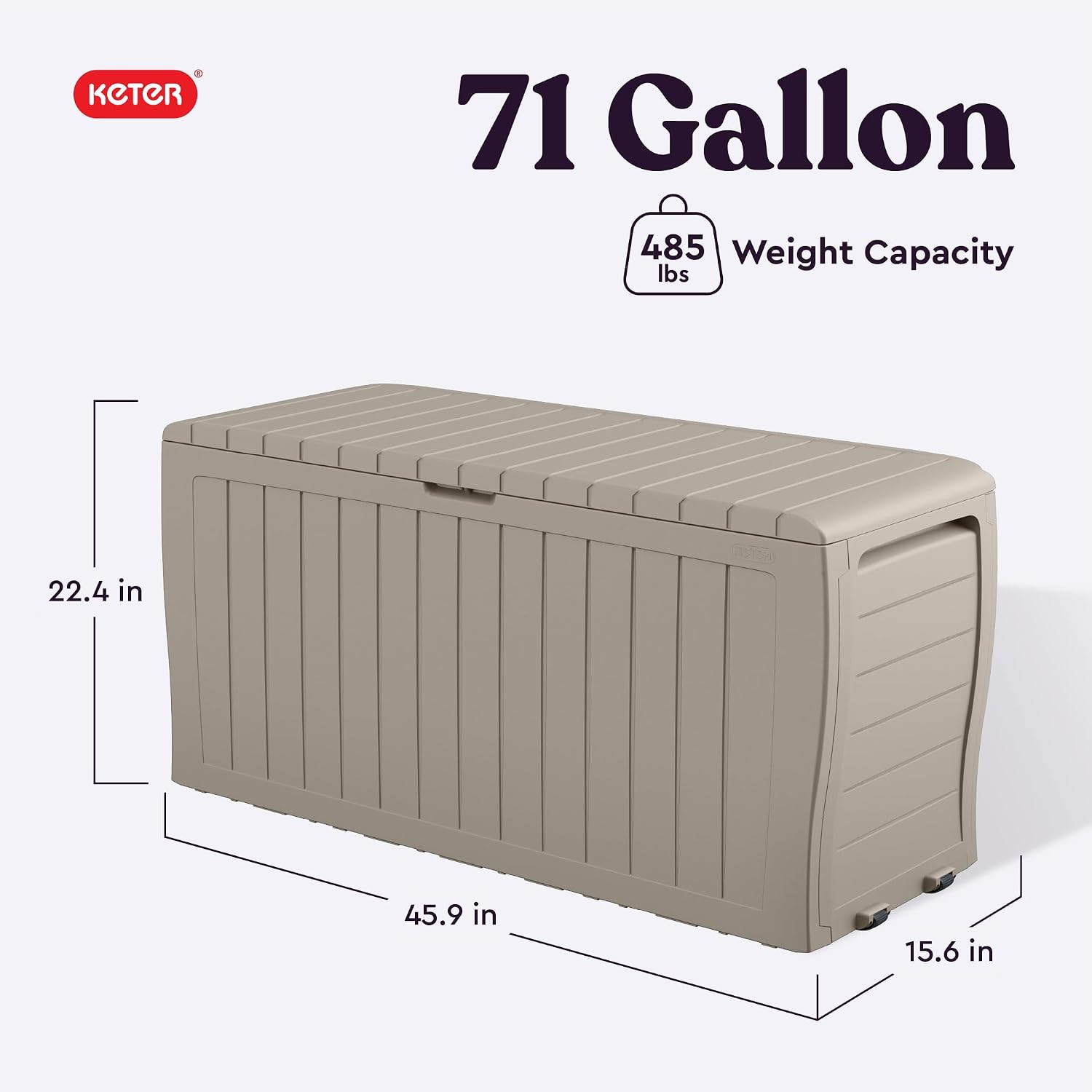 Keter Marvel 71 Gal Outdoor Storage Box for Patio and Pool Accessories
