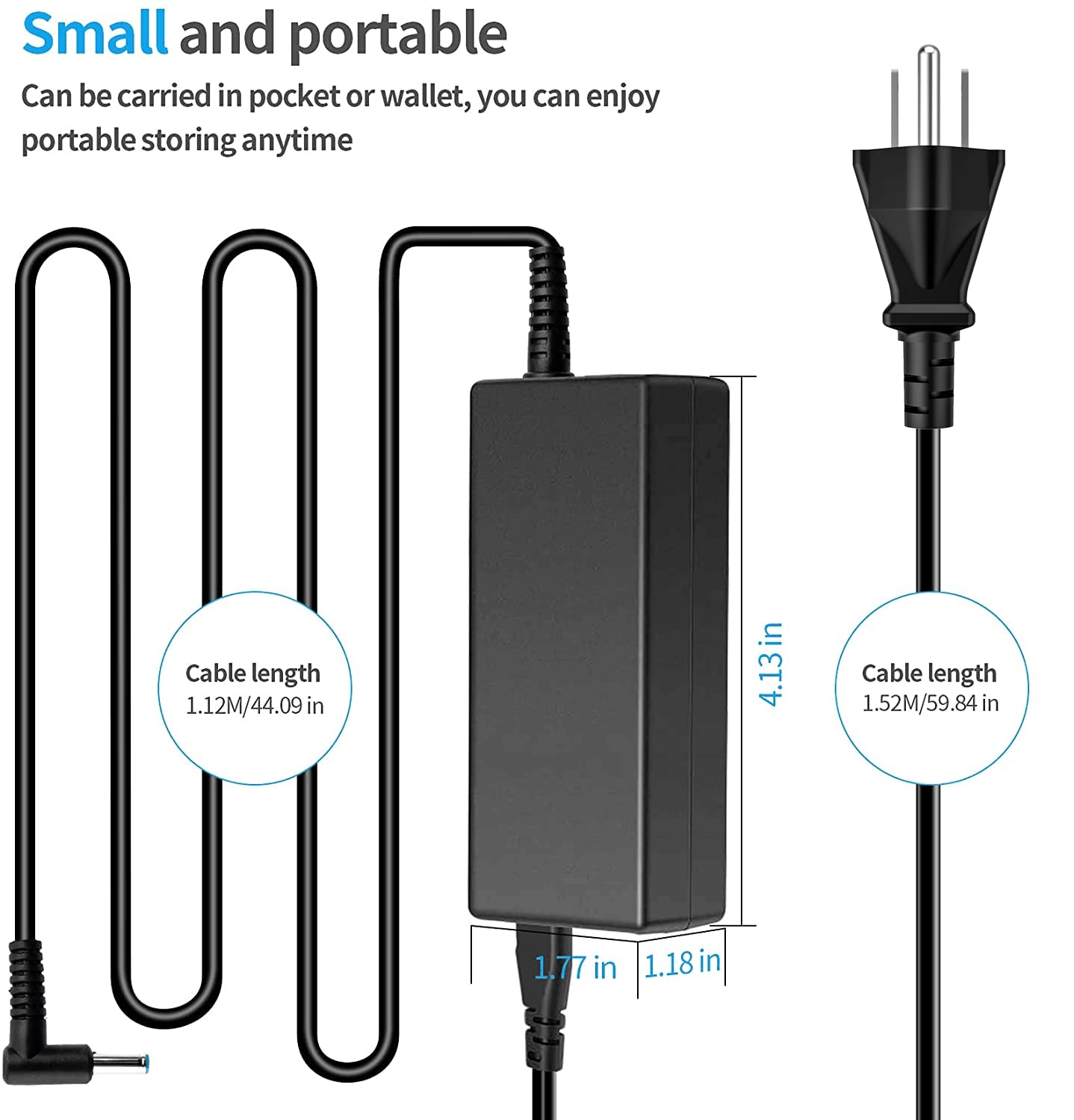 HP 45W 19.5V 2.31A Laptop Charger for HP Stream 11 13 14, Pavilion, Elitebook Folio, Spectre, Pavilion Touchsmart, Spectre Ultrabook, AC Adapter Power Supply (4.5mm x 3mm)