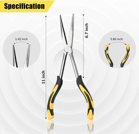 Long Needle Nose Pliers-11’’, for Home,Fishing, Jewelry,Crafts, 2pcs