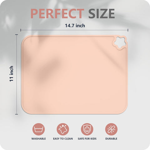 Silicone Placemat for Toddles Kids Non-Slip Reusable Portable Kids Placemats for Dinning Table Heat Resistant Placemats, Baby Placemat Stain Resistant Silicone Mat for Dining Table 3 Pack