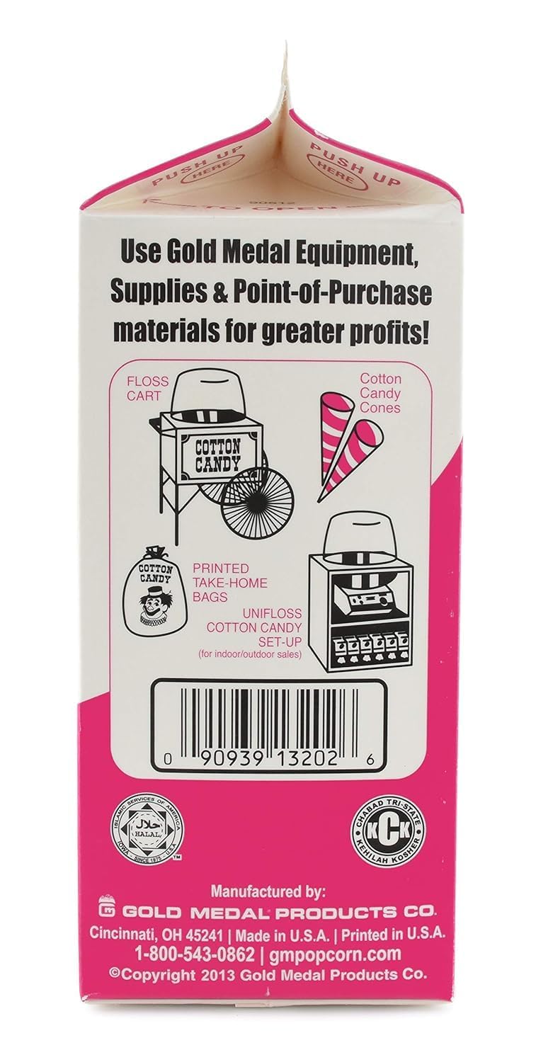 Floss sugar Flavor Cotton Candy 3.25 lb - 1 Carton 52 oz - 1/2 Gallon (Bubble Gum)