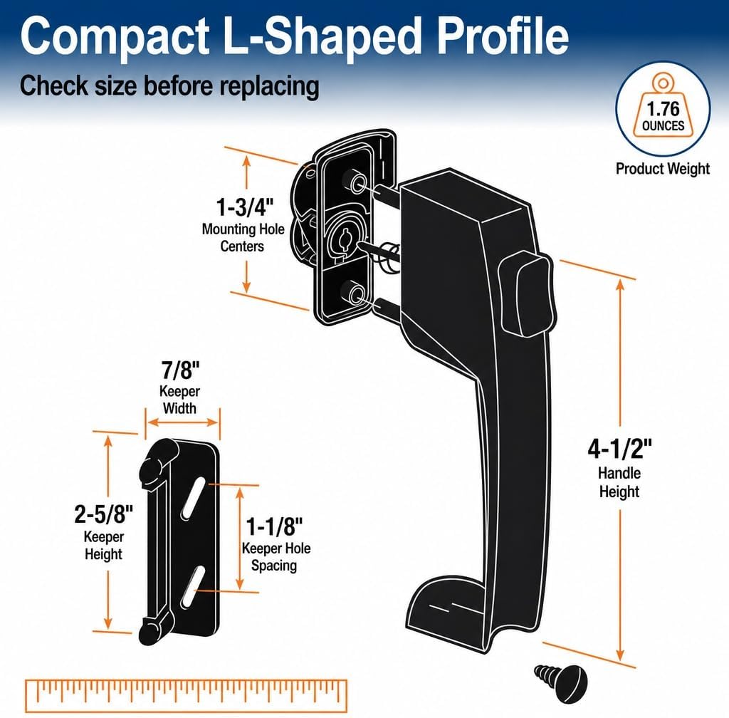 PRIME-LINE Screen & Storm Door Push Button Latch Set, Black, Night Lock