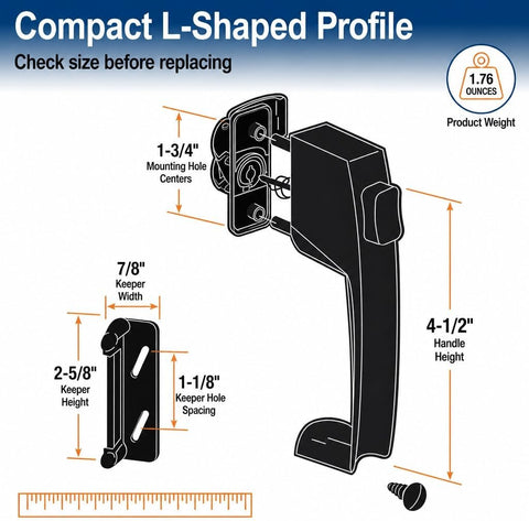PRIME-LINE Screen & Storm Door Push Button Latch Set, Black, Night Lock
