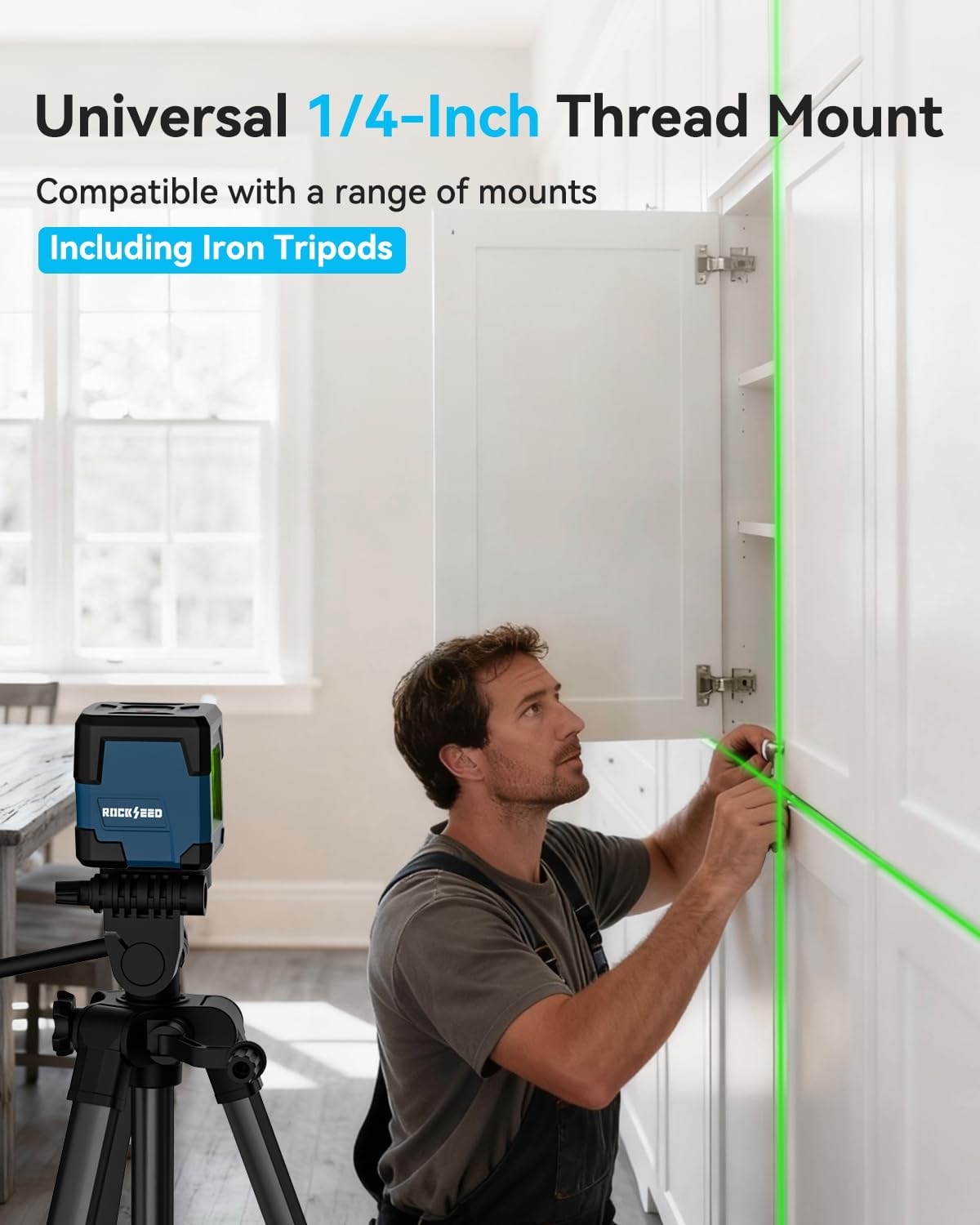 Laser Level, RockSeed Cross Line Laser with Self-Leveling, Vertical and Horizontal Line, Rotatable 360 Degree, Carrying Pouch, Battery Included (40 Inch Tripod)