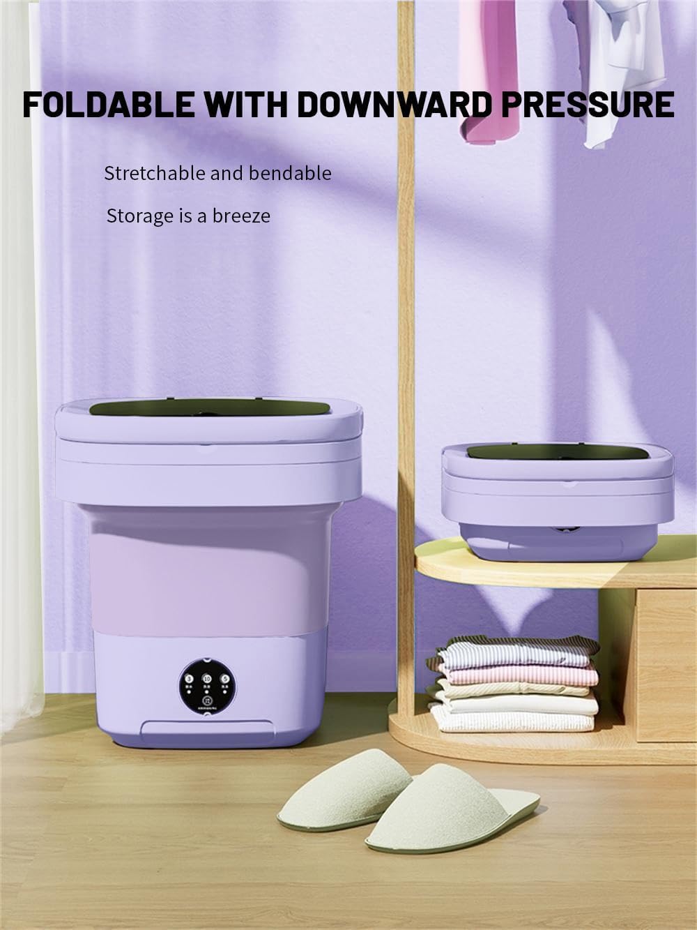 Portable washing machine,Mini Washer,11L upgraded large capacity foldable Washer.Deep cleaning of underwear, baby clothes and other small clothes.Suitable for apartments, dormitories, hotels.(Purple)