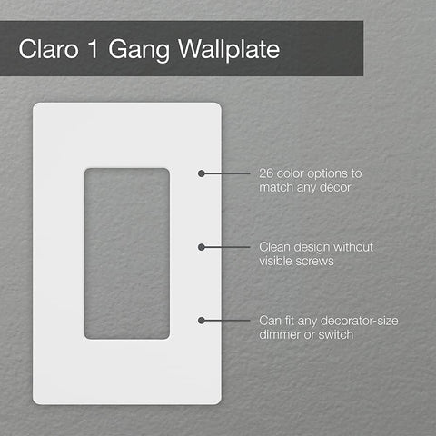 Lutron Claro Light Switch Cover Plate, 1 Gang Wallplate, for Decorator Light Switches, Screwless Switch Plate Cover, Gloss, CW-1-IV, Ivory