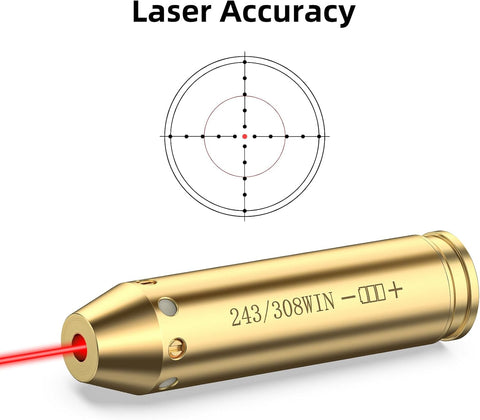 EZshoot Bore Sight Laser 9mm/223 5.56mm/243 308/12-Gauge Red Laser Boresighter with Portable Tin Case and Extra Batteries