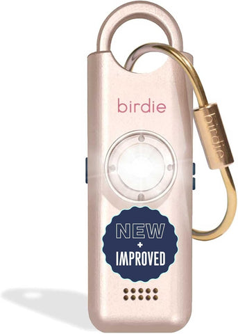She’s Birdie 3.0 New Version – The Original Personal Safety Alarm for Women by Women–Loud Siren, Flash Light and Rechargeable Battery in a Variety of Colors (Metallic Rose Pink)