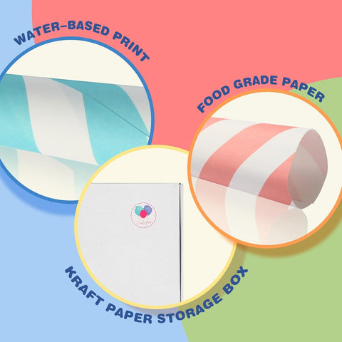 Cotton Candy Cones 30 Pack Baby Pastel - Candy Park Multicolor Paper Cones, For Cotton Candy Machines & Candy Floss Sugar, Party Supplies for Birthday, Easter, Celebrartions & Consession Stand