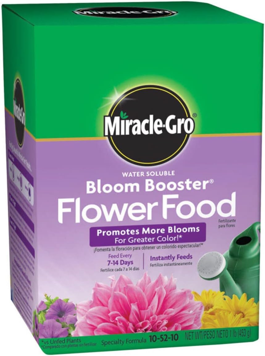 Miracle-Gro 1-Pound 1360011 Water Soluble Bloom Booster Flower Food, 10-52-10, 1 Pack