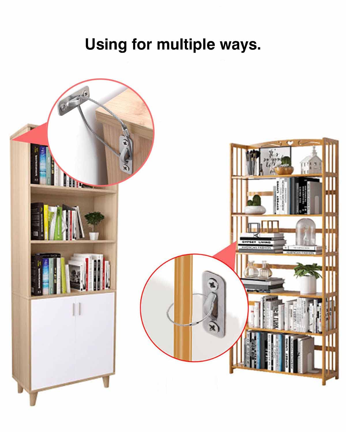 10 Pack Furniture Anchors Kit for Baby Proofing, Furniture Straps Use to Prevent Falling and Anti Tip, Dresser Or Cabinet to Wall Anchors, 8in