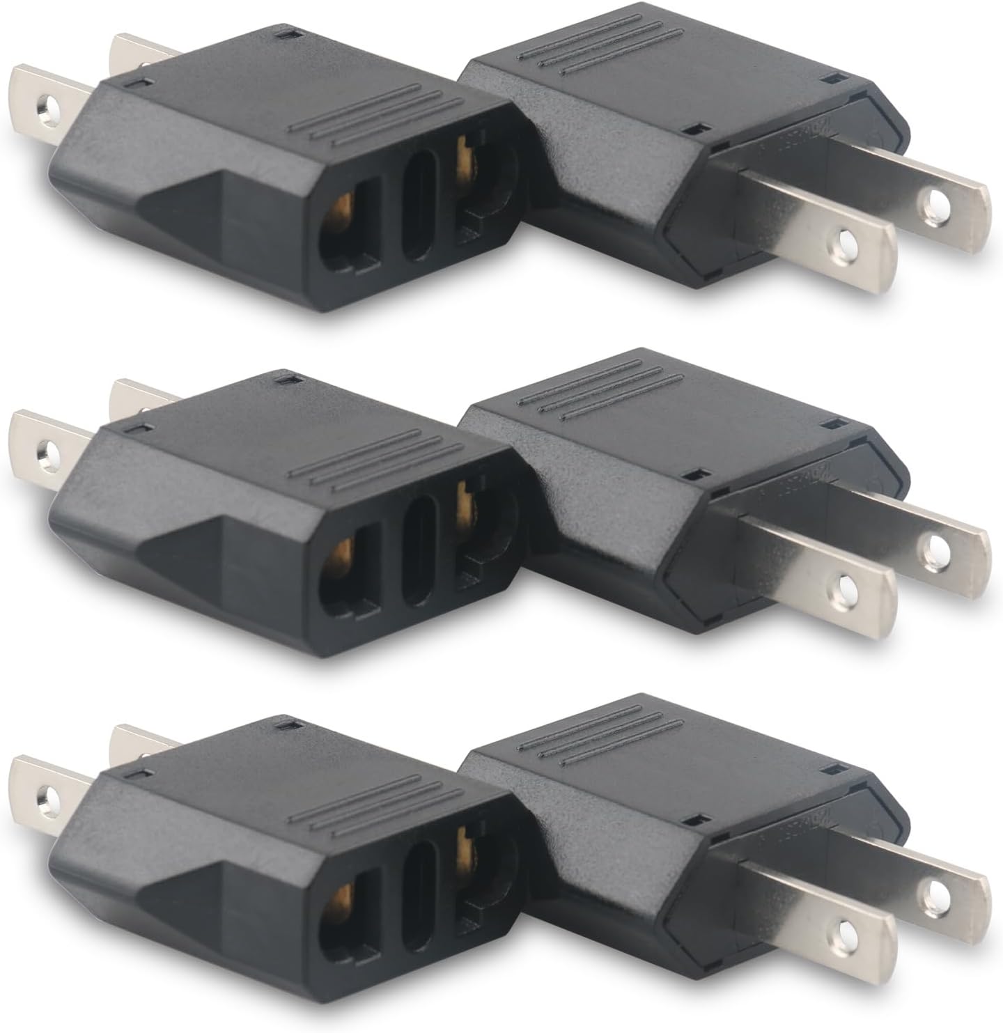 European to US Plug Adapter- 6 Pack American Travel Plug Adapter, 220V to 110V Adapter Plug, Travel Adapter European to American, Canada, Mexico, Type A, Black