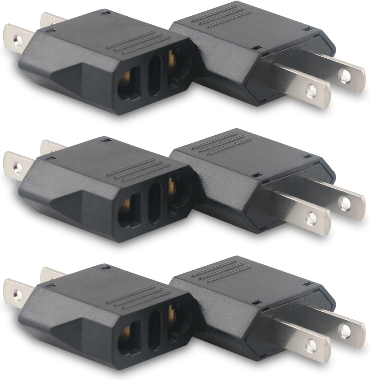 European to US Plug Adapter- 6 Pack American Travel Plug Adapter, 220V to 110V Adapter Plug, Travel Adapter European to American, Canada, Mexico, Type A, Black