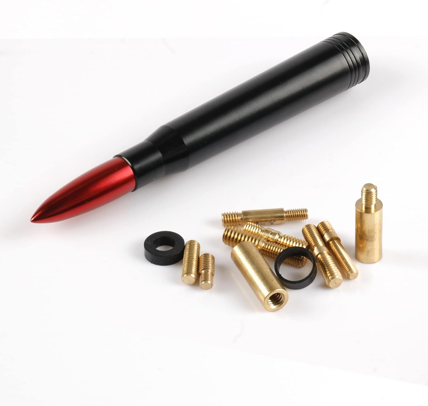 BJSIA Universal Bullet Antenna, Truck Antenna Replacement, Compatible with Ford, Dodge, Chevrolet, GMC, Jeep, Toyota, Red, Car Accessories