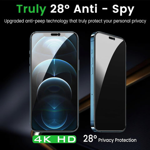 Romkasi 3 Pack Privacy Screen Protector for iPhone 12 Pro Max 6.7 Inch with 3 Pack Camera Lens Protector, Anti Spy Tempered Glass Film, Anti-Scratch, Touch Sensitive, Case Friendly