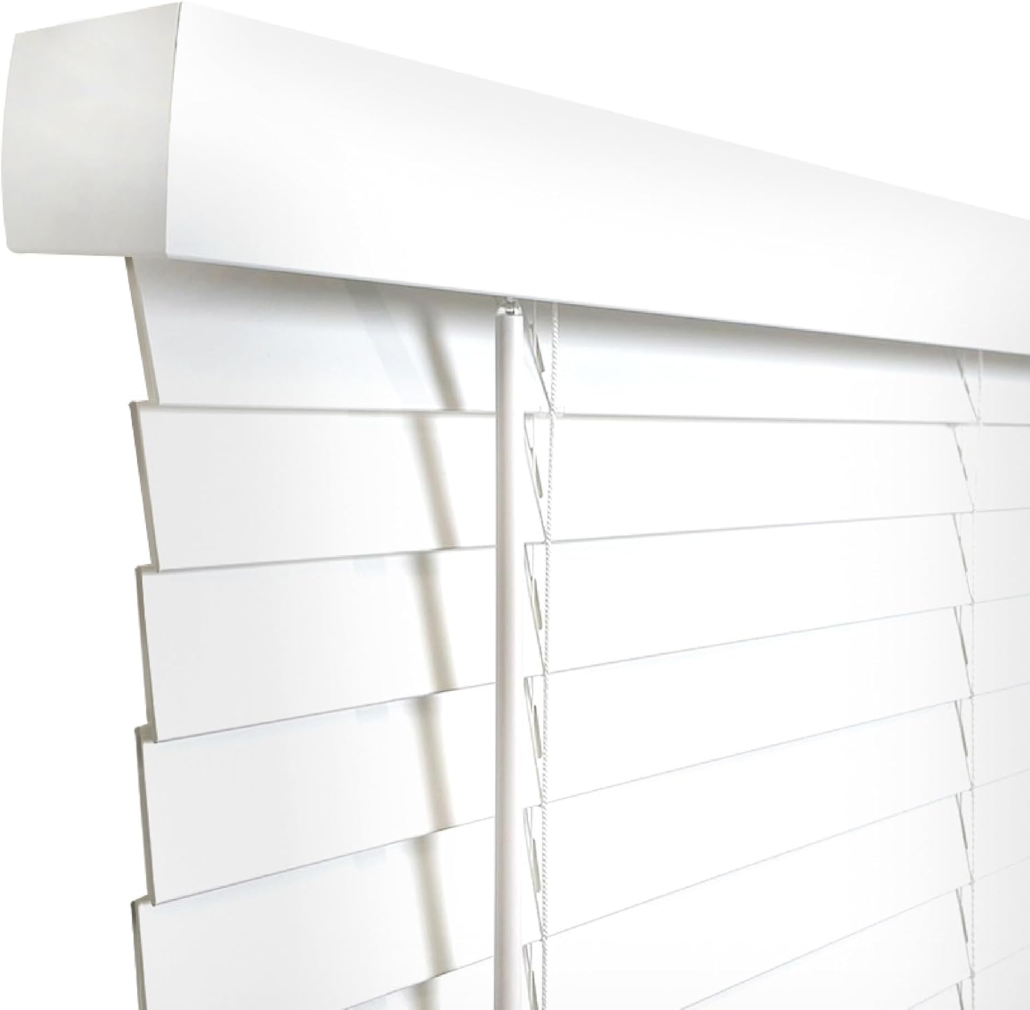DEZ FURNISHINGS Cordless 2" Smooth Faux Wood Blind, 22.75" W x 60" H, Smooth White